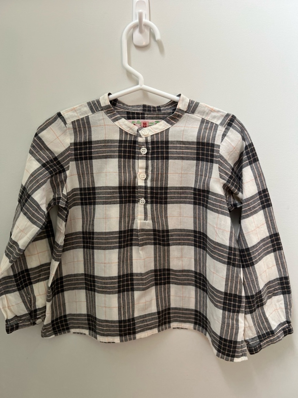 Bonpoint Black and White Plaid Button-Front Shirt